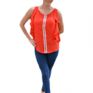 Bluza lejera de primavara-vara, culoare rosie cu dunga argintie