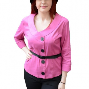 Bluza tip camasa, nuanta roz, cu curea in talie, masura mare
