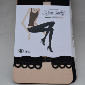 Ciorap pantalon de dama, culoare neagra, cu model deosebit