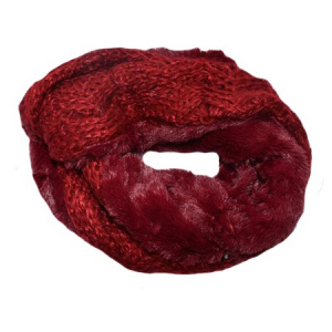 Fular Eve circular din tricot cu insertii de paiete si blanita ,nuanta de marsala
