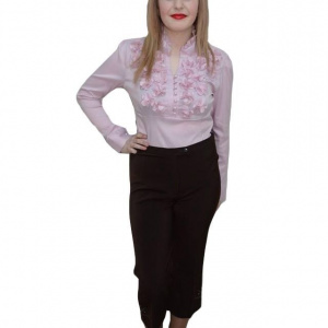 Pantalon chic, nuanta de maro, insertii de strasuri fine