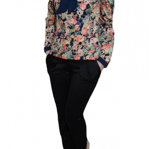 Pantalon clasic, nuanta de negru, buzunare laterale, fermoar
