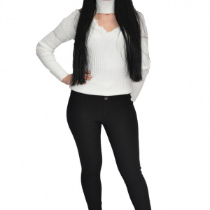 Pantalon de zi cu nasturi stil baroc,nuanta de negru