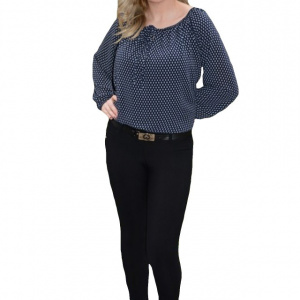 Pantalon modern de toamna-iarna, negru, cu model cambrat
