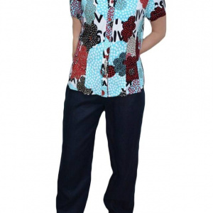 Pantalon usor si comod, din in, nuanta bleumarin, masura mare