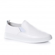 Pantof alb, tineresc, cu insertie de elastic si design de perforatii