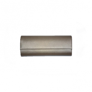 Poseta nuanta bej cu design imprimat in material, model elegant