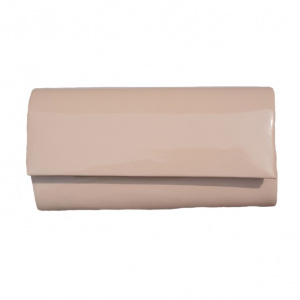 Poseta trendy, dreptunghiulara, nuanta crem, din material lucios