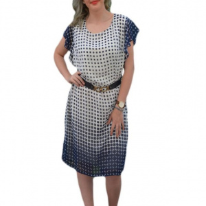 Rochie casual, de culore bleumarin pe fundal alb RO-1210-AL