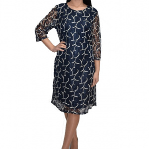 Rochie Cindy cu aplicatii de dantela,nuanat de bleumarin