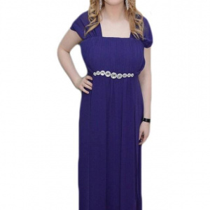 Rochie cu cristale fine, nuanta de mov, maneci scurte