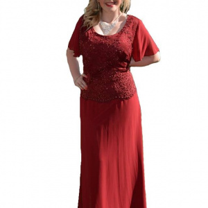 Rochie de culoare marsala, model elegant de ocazii, masuri mari