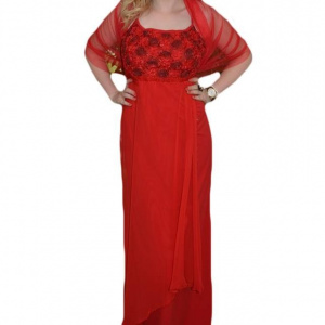 Rochie de culoare rosie, cu top decorat cu paiete