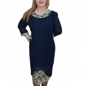 Rochie de ocazie, de culoare bleumarin, accesorizata cu broderie