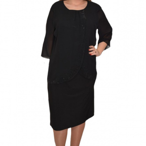 Rochie de ocazie neagra cu strasuri fine in fata