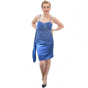 Rochie de seara foarte eleganta, cu garnituri de pietre, pe albastru