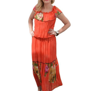 Rochie feminina, de vara, lunga ,culoare corai