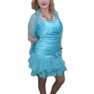 Rochie in nuanta de albastru, decolteu clasic, fermoar