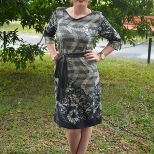 Rochie office , cu centura neagra din piele ecologica