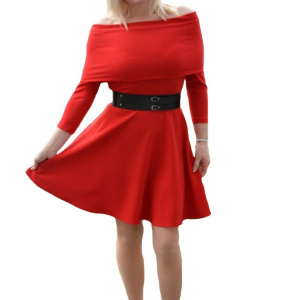 Rochie rafinata cu un design aparte si model in clos, nuanta rosie