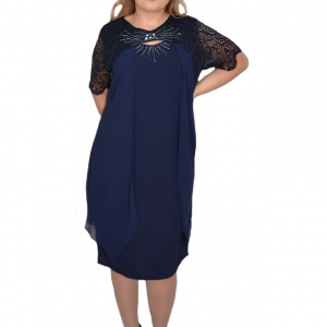 Rochie rafinata Raelynn cu aplicatii de strasuri,nuanata de bleumain