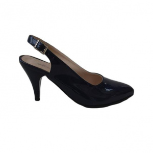 Sanda de culoare neagra, stil stiletto, cu toc de inaltime medie