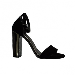 Sanda eleganta, de seara, culoare neagra cu toc gros argintiu