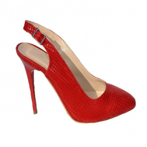 Sanda fashion cu model de buline si toc cui, de culoare rosie