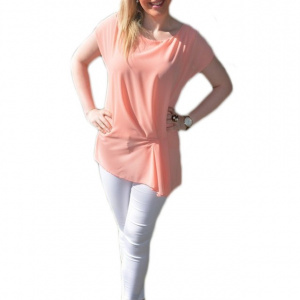 Bluza comoda cu design simplist, de culoare piersica, maneca scurta