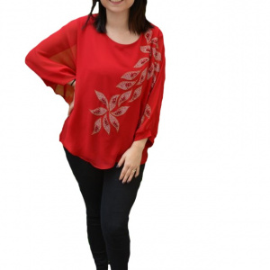 Bluza eleganta cu aplicatii deosebite Dakota,nuanta de rosu