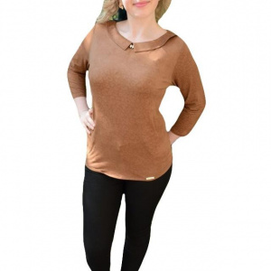 Bluza moderna, de culoare maro, aspect catifelat de animal-print