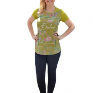 Bluza moderna de vara cu imprimeu multicolor pe fond verde