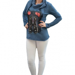 Bluza moderna, nuanta de bleumarin, cu design fashion