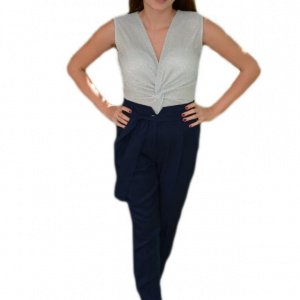Body fashion de culoare gri fara maneca cu design fronst in fata
