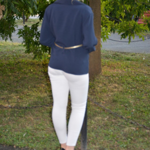Camasa cu maneca lunga, bleumarin, din material matlasat