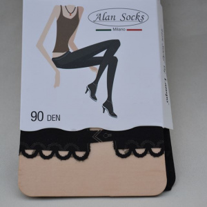 Ciorap pantalon de dama, culoare neagra, cu model deosebit