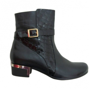 Cizma moderna, neagra cu inserti aurii pe toc BO-2256-LK
