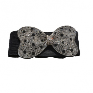 Curea vintage cu fundita alungita,nuanta neagra