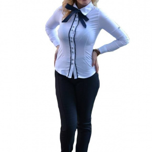 Pantalon casual cu croi cambrat, masura mare, nuanta neagra