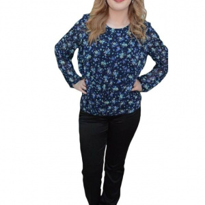 Pantalon casual, culoare neagra, din stofa cu design de dungi