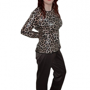 Pantalon fashion, culoare nisipie, strasuri rafinate lucioase