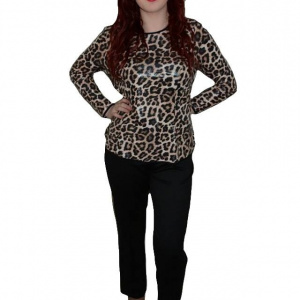 Pantalon fashion, nuanta de negru, nasturi fini aplicati