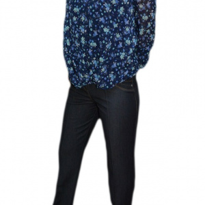 Pantalon lung casual, de culoare gri, din material usor elastic