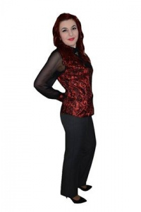 Pantalon office, nuanta de gri, design cu paspoal din piele