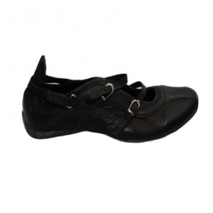 Pantof sport cu decupaj adanc in fata, din piele mata, neagra