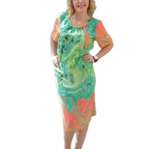 Rochie casual, in nuanta de verde deschis, din voal
