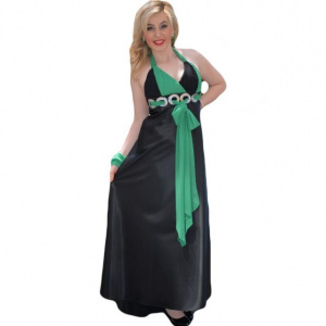 Rochie eleganta lunga, culoare negru-verde,