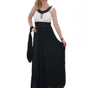 Rochie eleganta ,neagra din voal fin si top din saten