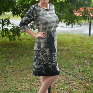 Rochie office , cu centura neagra din piele ecologica