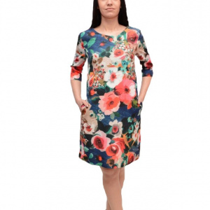 Rochie trendy cu imprimeu floral, multicolor, de primavara-vara